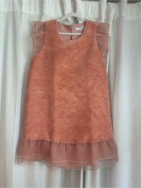 CROSBY by Mollie Burch Coral Pink Organza-Trim Dress